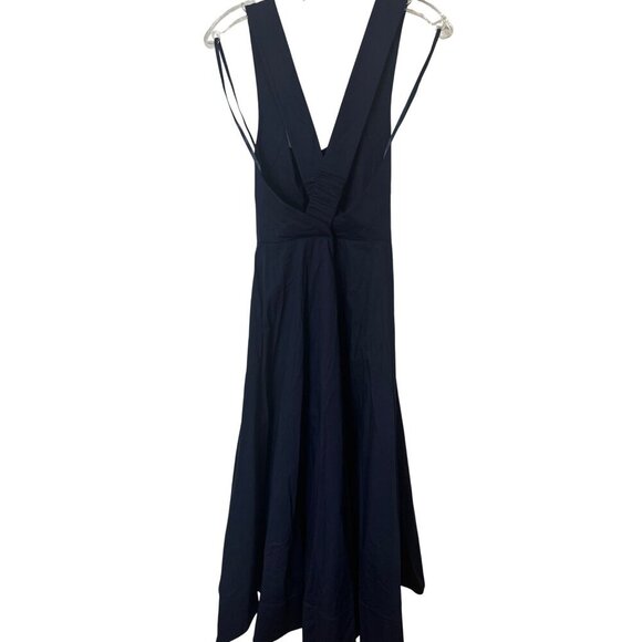 New STAUD Teresa Navy Midi Dress With Cross Back Sz 4 - Picture 8 of 8